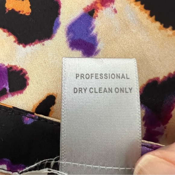 Cache' Vintage Abstract Animal Print Silk Top Dolman Sleeve Purple Artsy 90s S - Picture 7 of 7